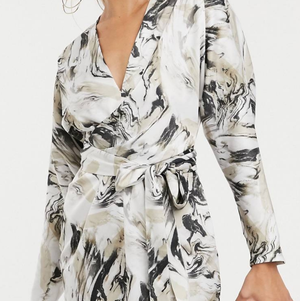 NEW ASOS marble print  mini dress w/tie waist- us6
